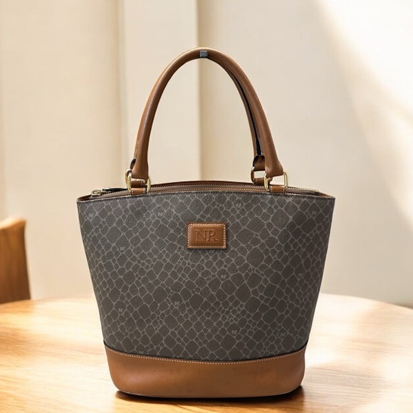 Nina Ricci Handbags - NINA RICCI Vintage Brown and Tan Monogram Tote